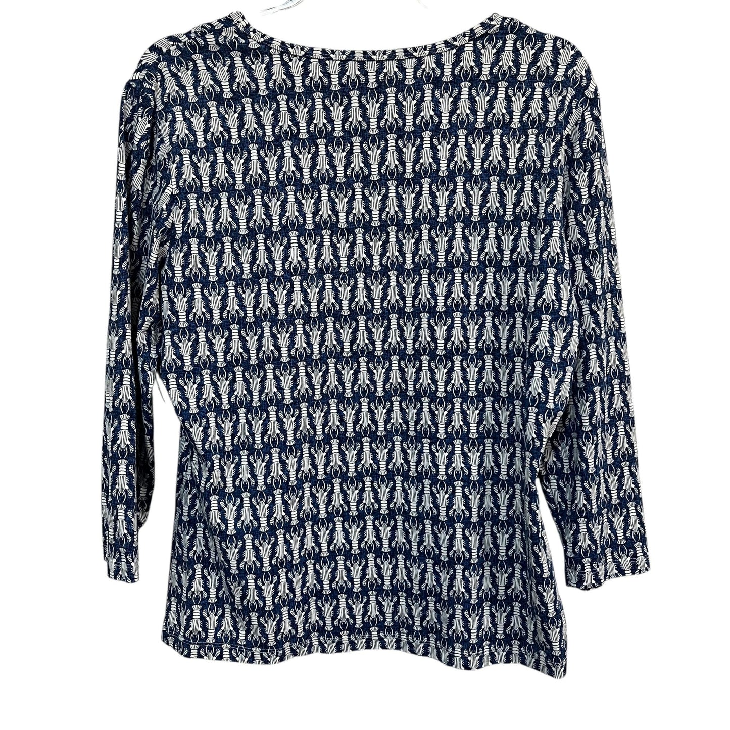 J. McLaughlin Blue Lobster Catalina Cloth 3/4 Sleeve Top Size XL