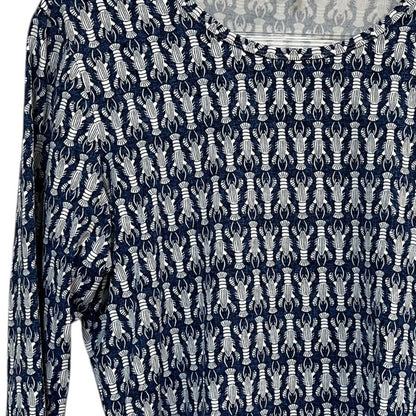 J. McLaughlin Blue Lobster Catalina Cloth 3/4 Sleeve Top Size XL
