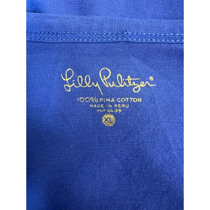 Lilly Pulitzer Pima Cotton V-Neck Long Sleeve Purple Blue T Shirt Size XL